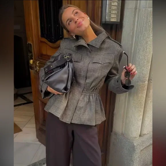 Zara Plaid Wool Blend Jacket ZW Collection - Picture 2 of 16